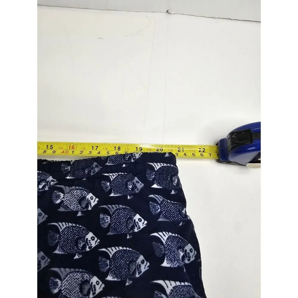 Nautica Men's Navy Blue White Fish Print Board Shorts Swim Trunks Sz‎ L Fishing